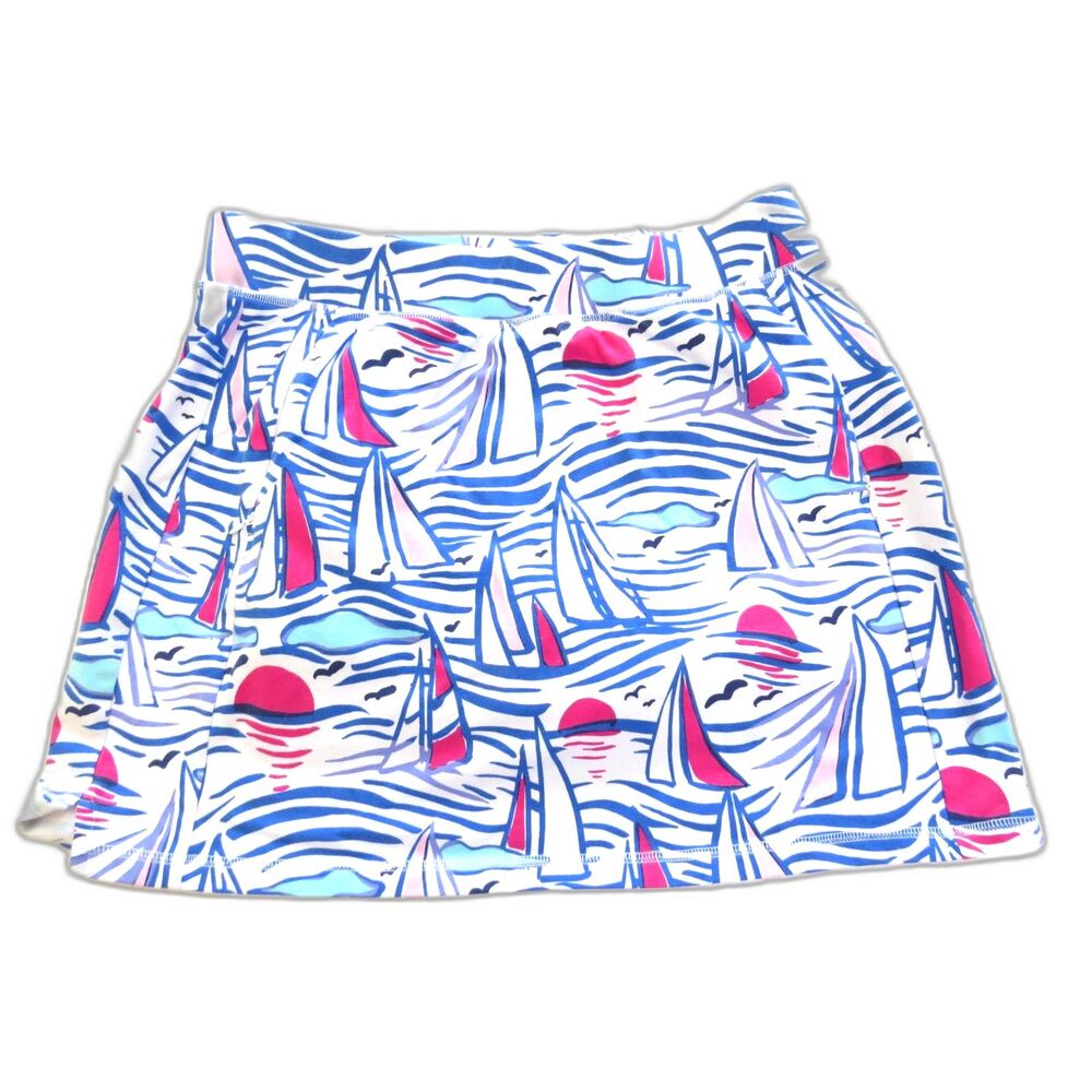 Talbots Nautical Sailboat Print Skort Activewear Golf LP EUC
